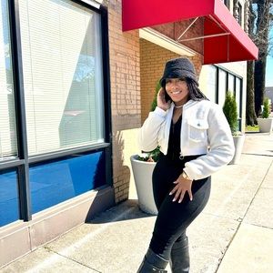 Cream Cropped Teddy Jacket